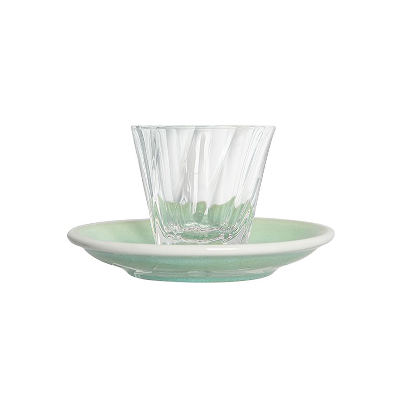 4oz. Twisted Cortado Glass and 5.5" Shared Saucer