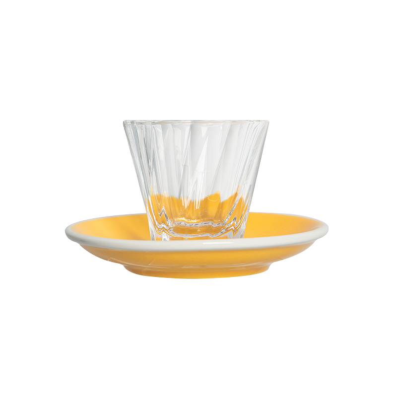 4oz. Twisted Cortado Glass and 5.5" Shared Saucer