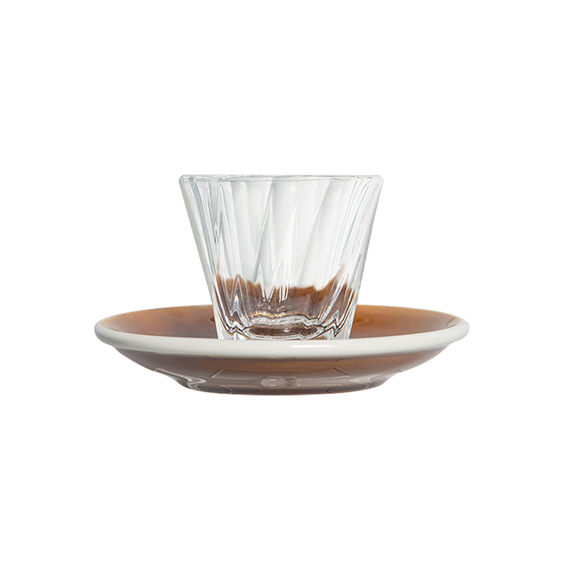 4oz. Twisted Cortado Glass and 5.5" Shared Saucer