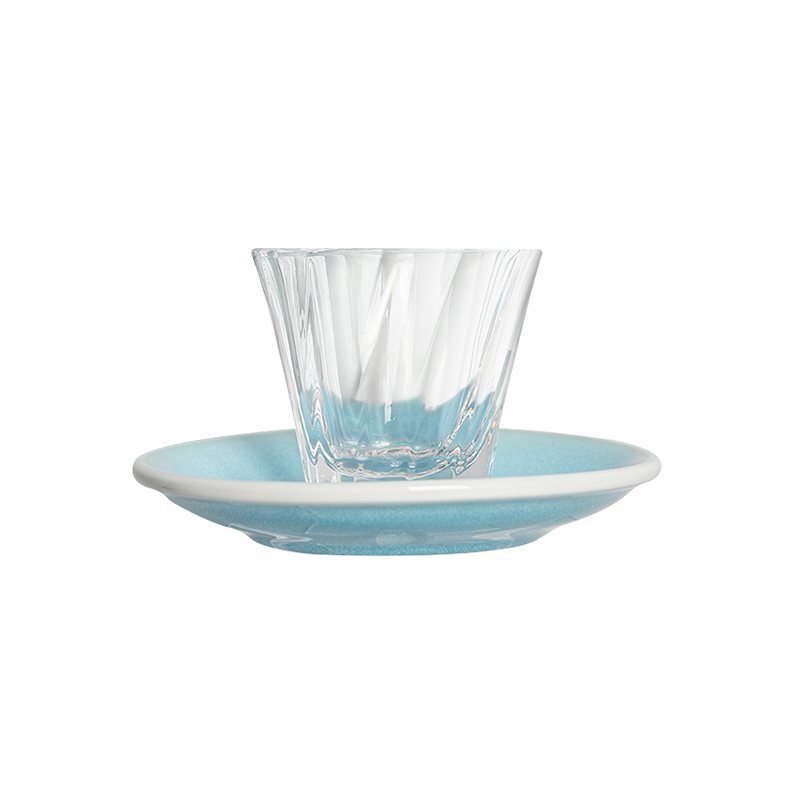 4oz. Twisted Cortado Glass and 5.5" Shared Saucer