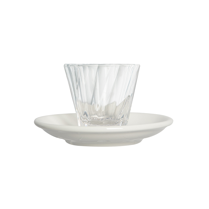 4oz. Twisted Cortado Glass and 5.5" Shared Saucer