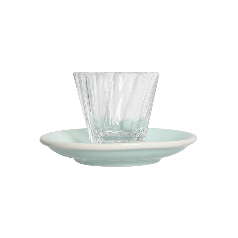 4oz. Twisted Cortado Glass and 5.5" Shared Saucer