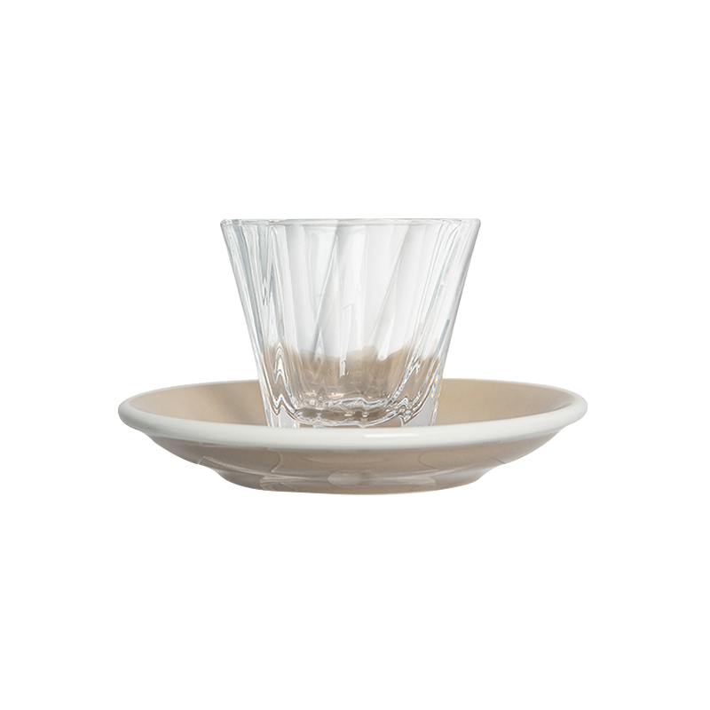 4oz. Twisted Cortado Glass and 5.5" Shared Saucer