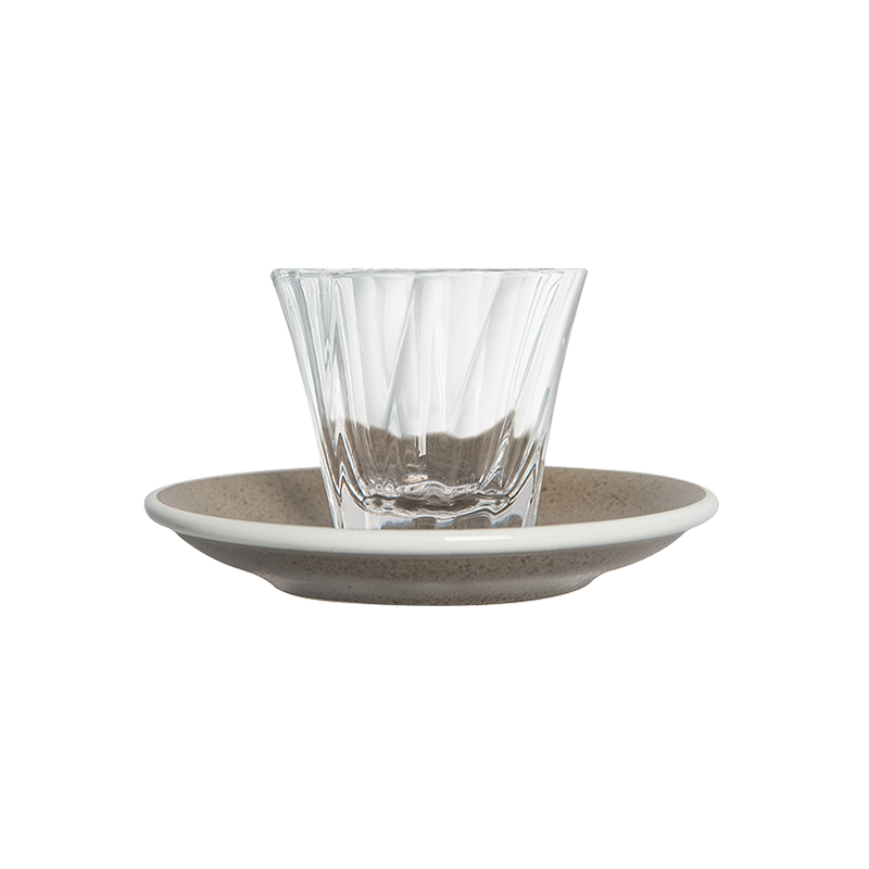 4oz. Twisted Cortado Glass and 5.5" Shared Saucer