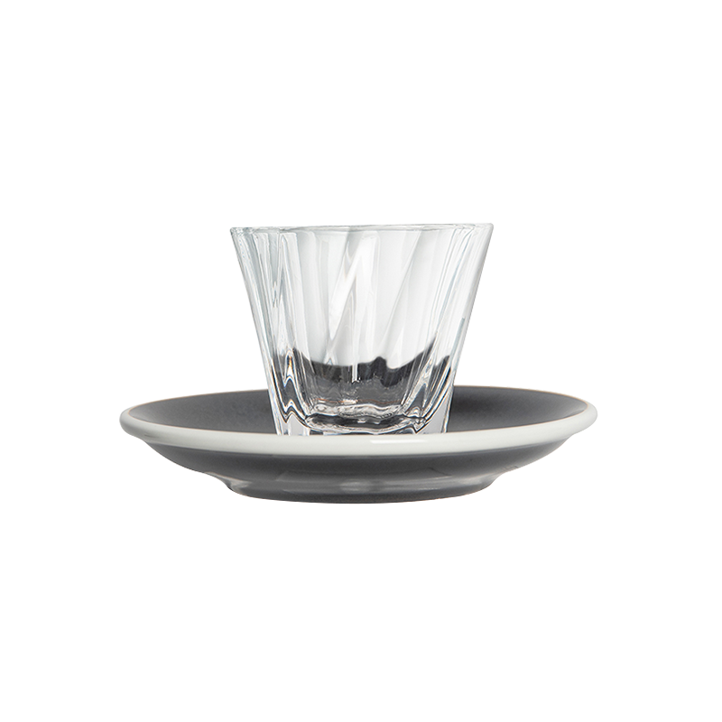 4oz. Twisted Cortado Glass and 5.5" Shared Saucer